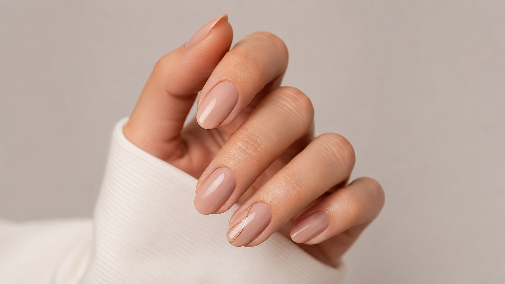Single Gold Line Minimalist Nails Art